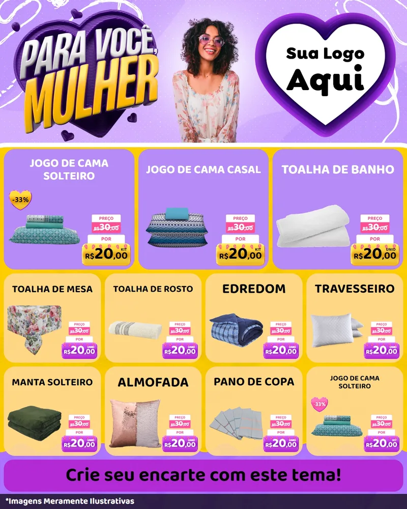 Modelo de Rede Social para Feed Instagram com o tema Para Você, Mulher para Cama, Mesa e Banho