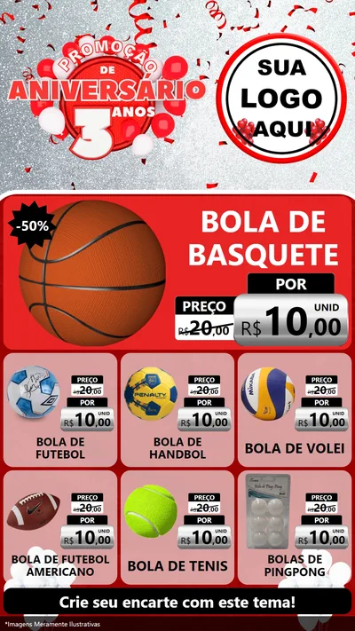 Modelo de Rede Social para Stories com o tema Promoção de Aniversário - 3 Anos para Artigos Esportivos