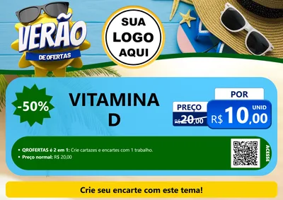 Modelo de Cartaz para Cartaz A4 Horizontal com o tema Verão de Ofertas para Farmácia