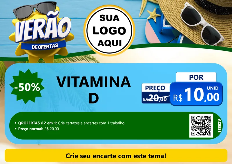 Modelo de Cartaz para Cartaz A4 Horizontal com o tema Verão de Ofertas para Farmácia
