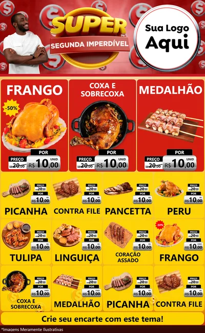 Modelo de Encarte para Encarte Grande com o tema Super Segunda Imperdível para Assados