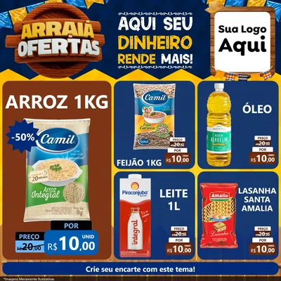 Modelo de Rede Social para Feed Facebook com o tema Arraiá de Ofertas - Junina para Supermercado
