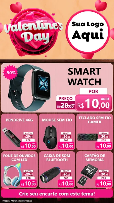 Modelo de Rede Social para Stories com o tema Valentine's Day para Informática