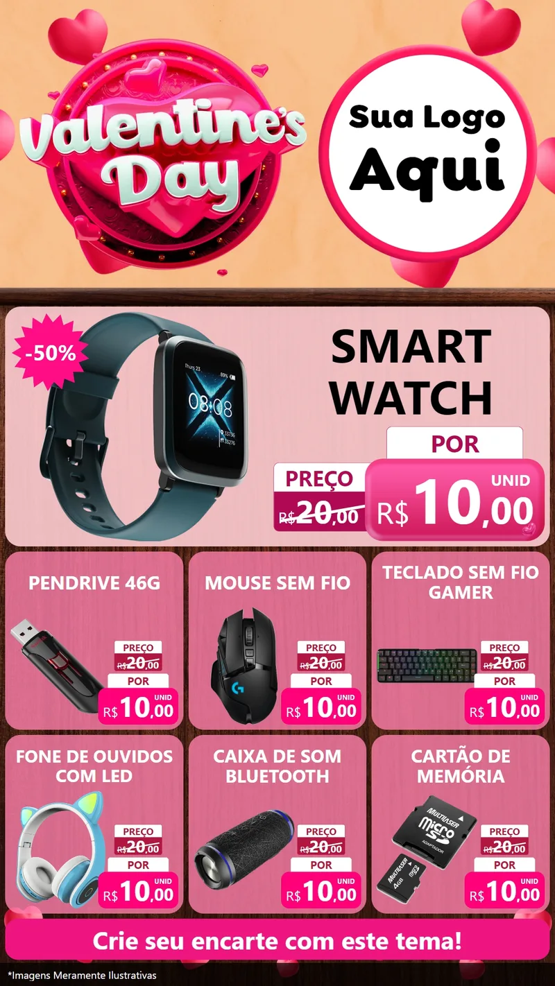 Modelo de Rede Social para Stories com o tema Valentine's Day para Informática