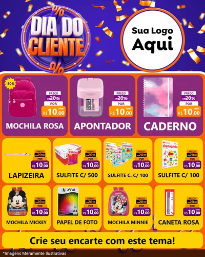 Modelo de Rede Social para Feed Instagram com o tema Dia do Cliente para Papelaria