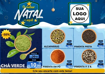 Modelo de Encarte para Encarte A4 Horizontal com o tema O Melhor Natal É Aqui! para Produtos Naturais