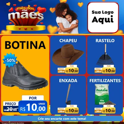 Modelo de Rede Social para Feed Facebook com o tema Mês das Mães para Agropecuária