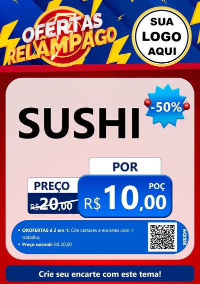 Modelo de Cartaz para Cartaz A4 Vertical com o tema Ofertas Relâmpago para Comida japonesa