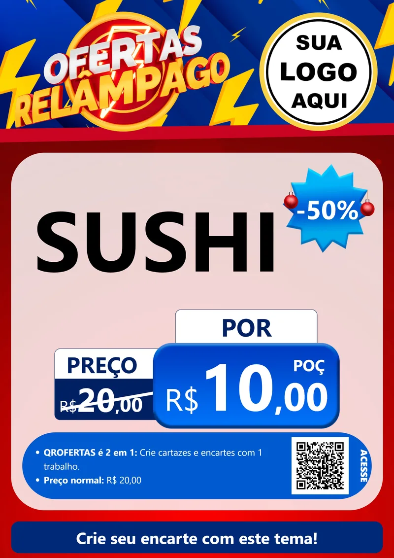 Modelo de Cartaz para Cartaz A4 Vertical com o tema Ofertas Relâmpago para Comida japonesa