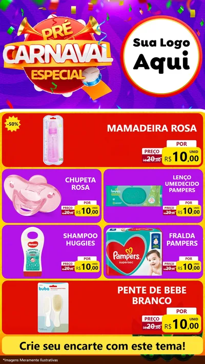 Modelo de TV para TV Vertical com o tema Pré-Carnaval Especial para Bebês