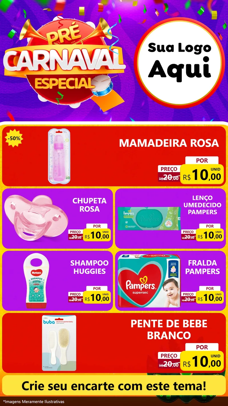 Modelo de TV para TV Vertical com o tema Pré-Carnaval Especial para Bebês