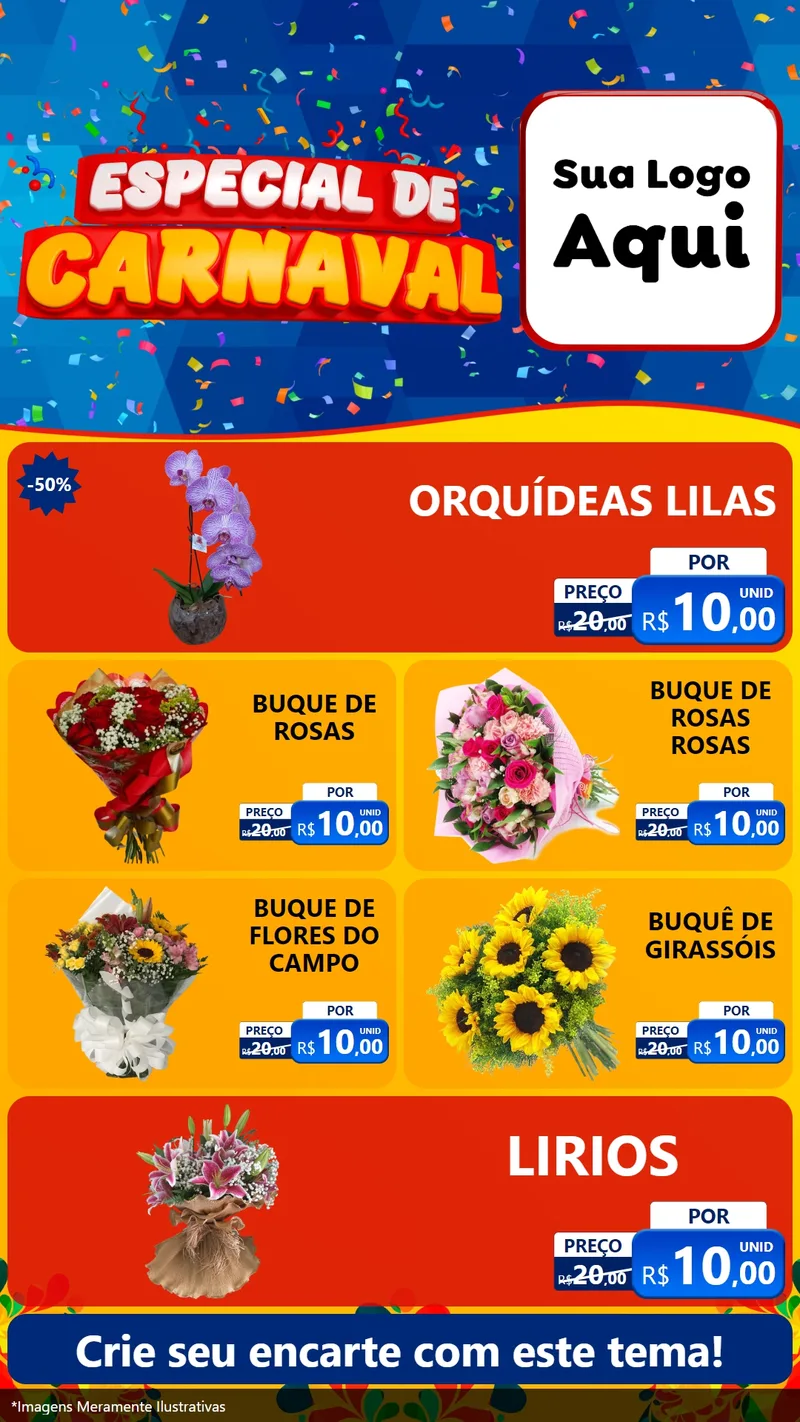 Modelo de TV para TV Vertical com o tema Especial de Carnaval para Floricultura e jardim