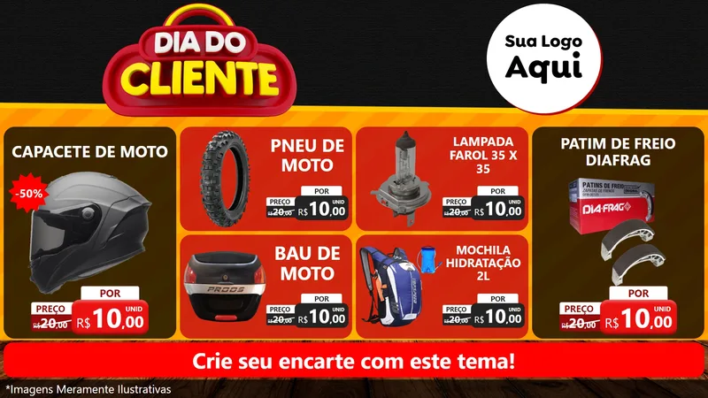 Modelo de TV para TV Horizontal com o tema Dia do Cliente para Moto peças