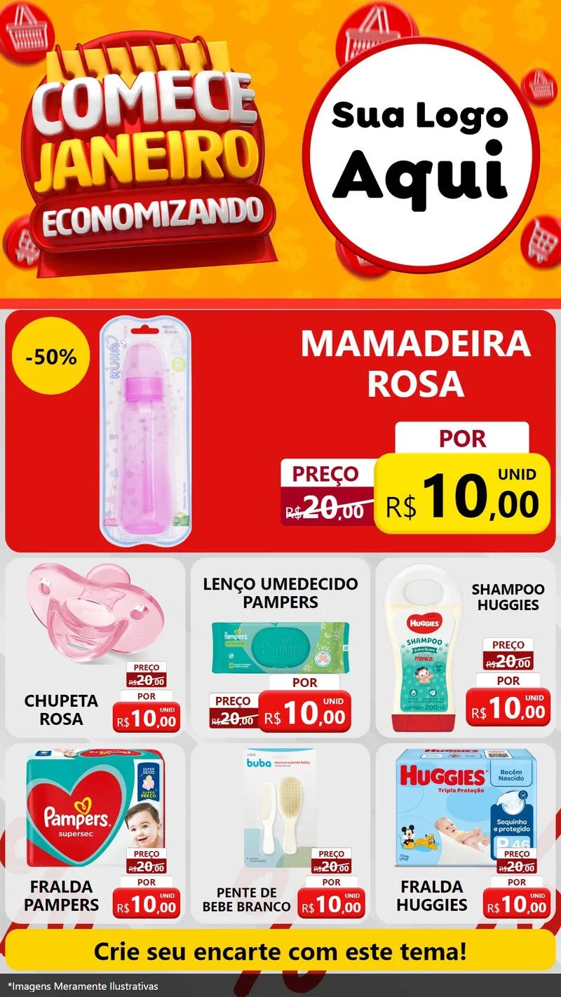 Modelo de Rede Social para Stories com o tema Comece Janeiro Economizando para Bebês