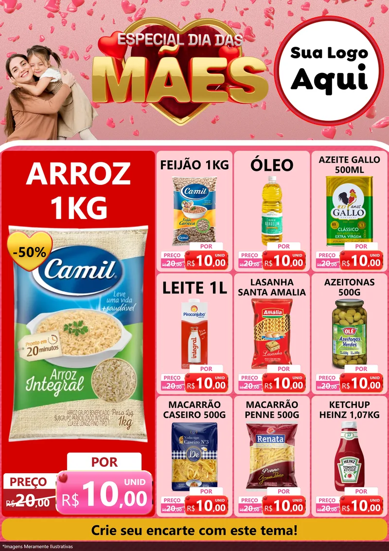 Modelo de Encarte para Encarte A4 Vertical com o tema Especial Dia Das Mães para Supermercado