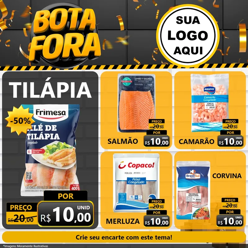 Modelo de Rede Social para Feed Facebook com o tema Bota Fora para Peixaria