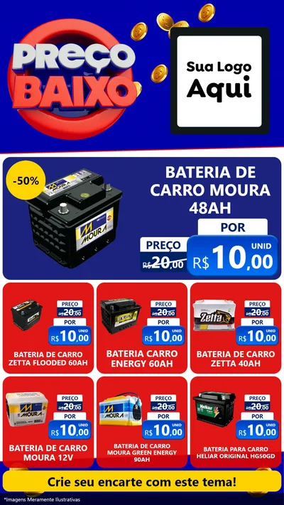 Modelo de Rede Social para Stories com o tema Preço Baixo para Baterias Elétricas