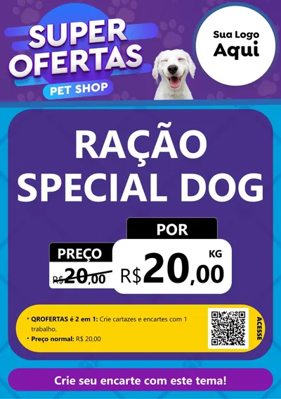 Modelo de Cartaz para Cartaz A4 Vertical com o tema Super Ofertas Pet Shop para Pet Shop