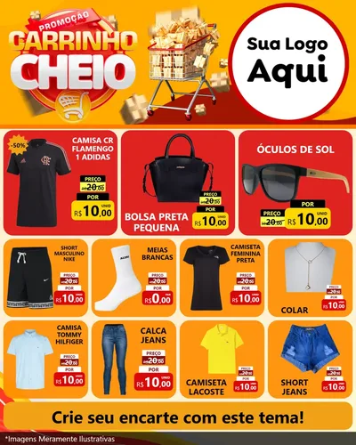 Modelo de Rede Social para Feed Instagram com o tema Promoção carrinho cheio para Roupas e acessórios