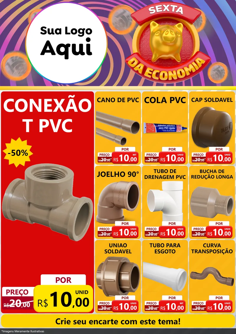 Modelo de Encarte para Encarte A4 Vertical com o tema Sexta da Economia para Tubos e conexões