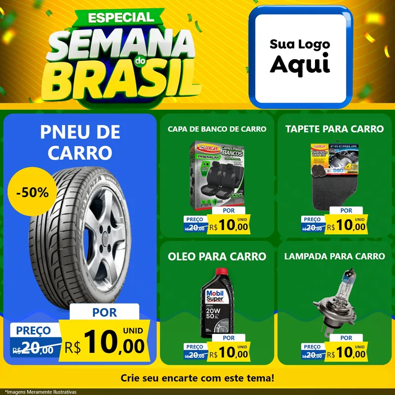Modelo de Rede Social para Feed Facebook com o tema Especial Semana do Brasil para Auto peças