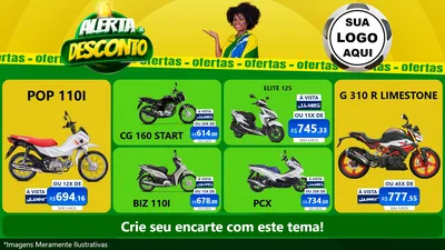 Modelo de TV para TV Horizontal com o tema Alerta de Desconto para Concessionaria de Motos