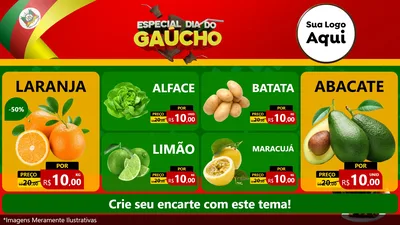 Modelo de TV para TV Horizontal com o tema Especial Dia do Gaúcho para Hortifrúti