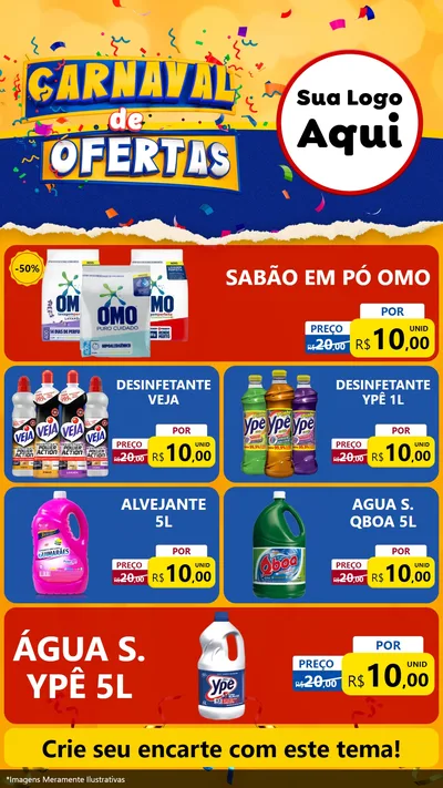 Modelo de TV para TV Vertical com o tema Carnaval de Ofertas para Produtos de Limpeza