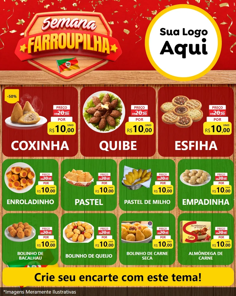 Modelo de Rede Social para Feed Instagram com o tema Semana Farroupilha para Salgadaria