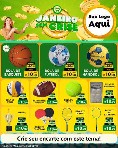 Modelo de Rede Social para Feed Instagram com o tema Janeiro Sem Crise para Artigos Esportivos