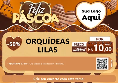 Modelo de Cartaz para Cartaz A4 Horizontal com o tema Feliz Páscoa para Floricultura e jardim