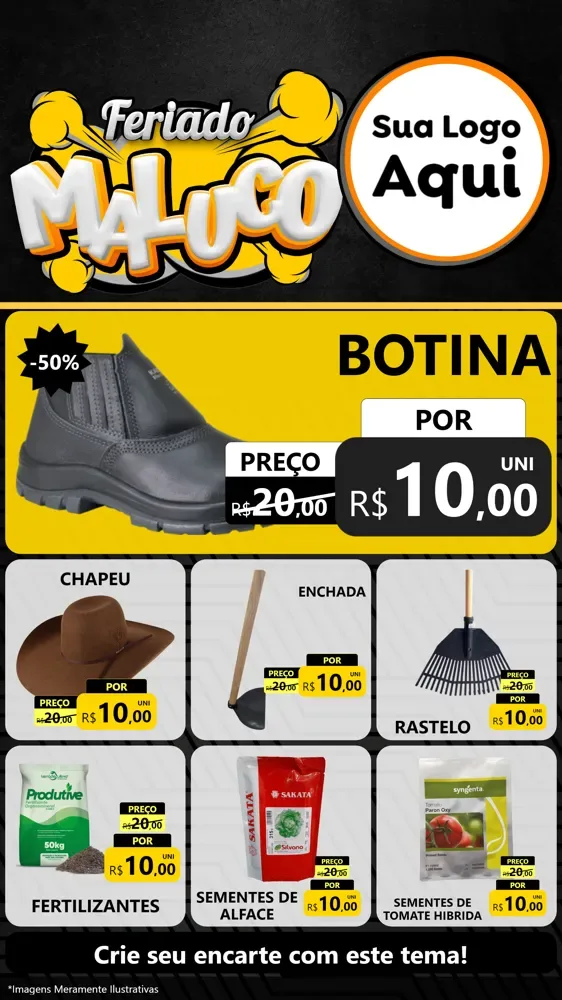 Modelo de Rede Social para Stories com o tema Feriado Maluco para Agropecuária