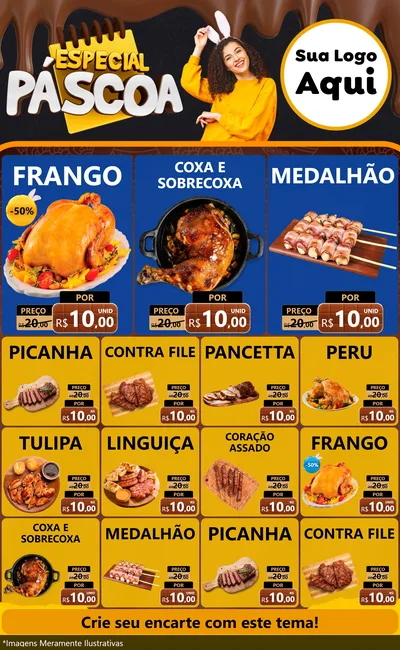 Modelo de Encarte para Encarte Grande com o tema Especial Páscoa para Assados