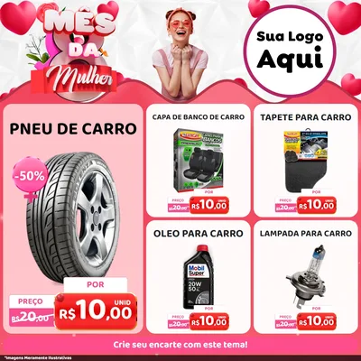 Modelo de Rede Social para Feed Facebook com o tema Mês da Mulher para Auto peças