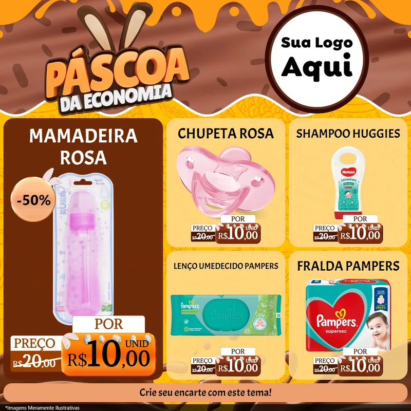 Modelo de Rede Social para Feed Facebook com o tema Páscoa da Economia para Bebês