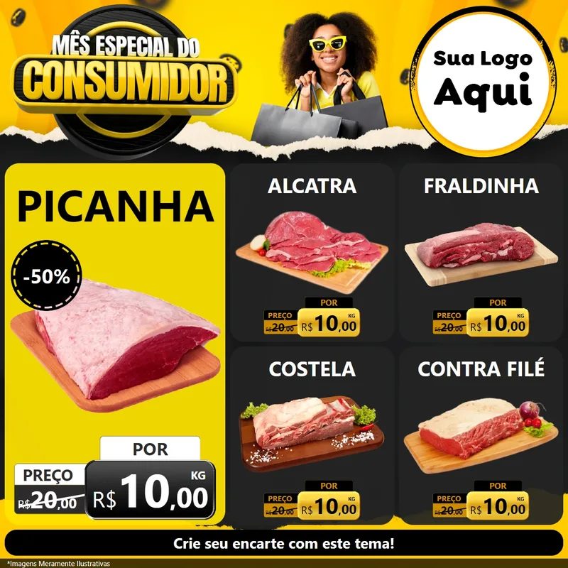 Modelo de Rede Social para Feed Facebook com o tema Mês Especial do Consumidor para Açougue