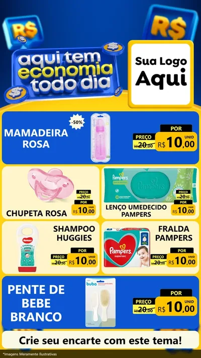 Modelo de TV para TV Vertical com o tema Aqui Tem Economia Todo Dia para Bebês