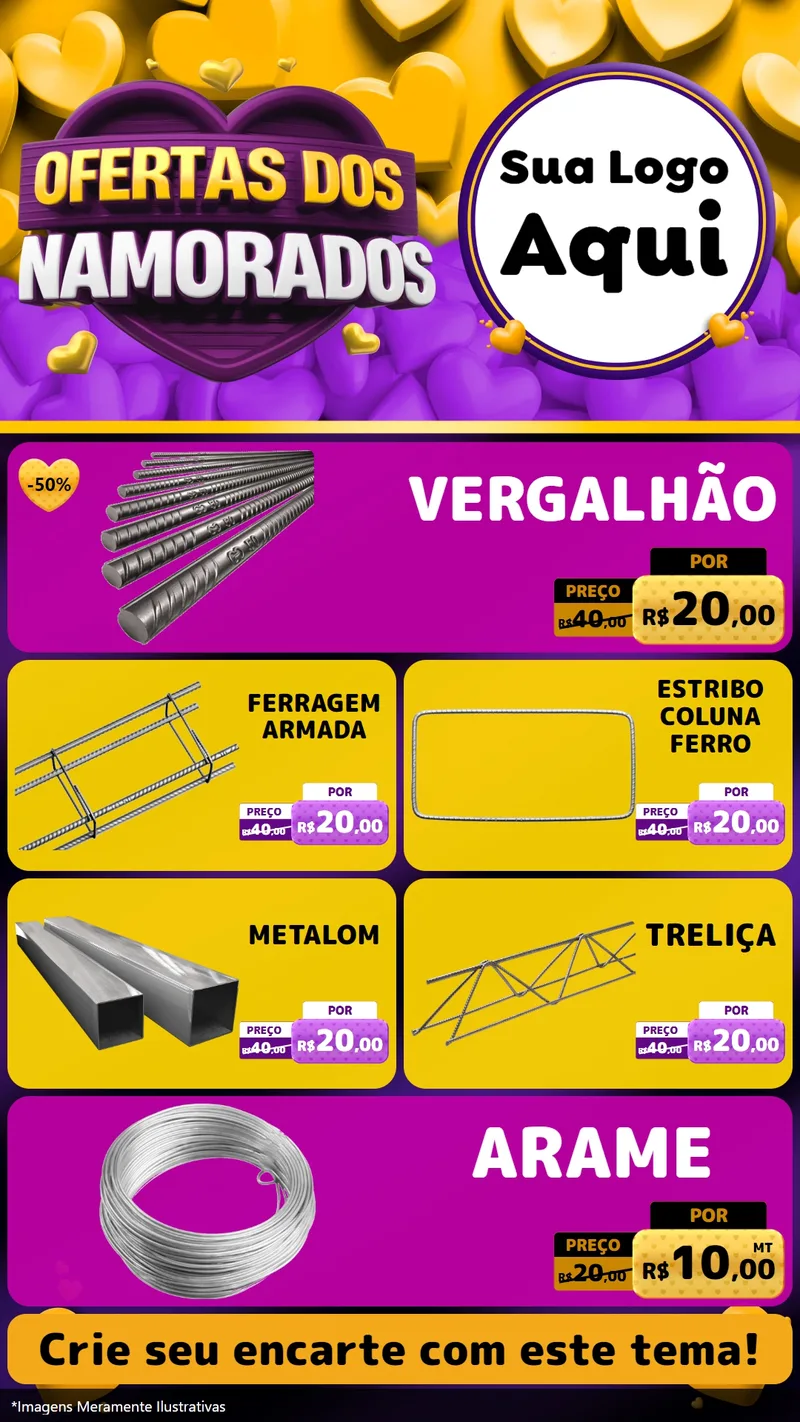 Modelo de TV para TV Vertical com o tema Oferta Dos Namorados para Ferragens