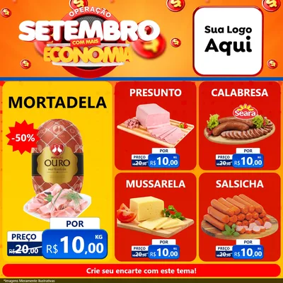 Modelo de Rede Social para Feed Facebook com o tema Operação Setembro Com Muita Economia para Frios e Laticínios