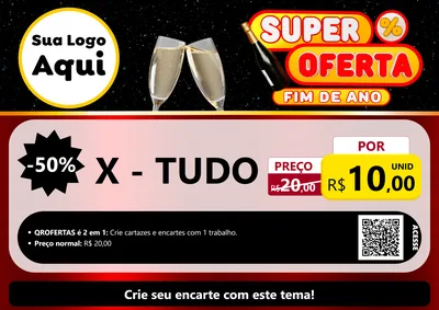 Modelo de Cartaz para Cartaz A4 Horizontal com o tema Super Oferta Fim de Ano para Hamburgueria