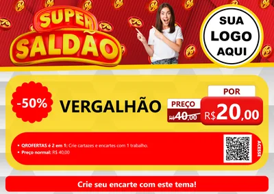 Modelo de Cartaz para Cartaz A4 Horizontal com o tema Super Saldão para Ferragens