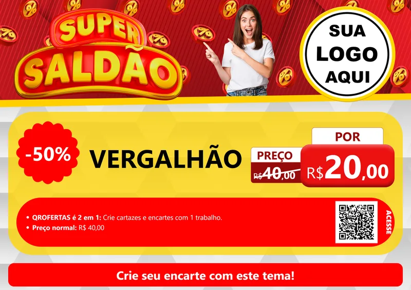 Modelo de Cartaz para Cartaz A4 Horizontal com o tema Super Saldão para Ferragens