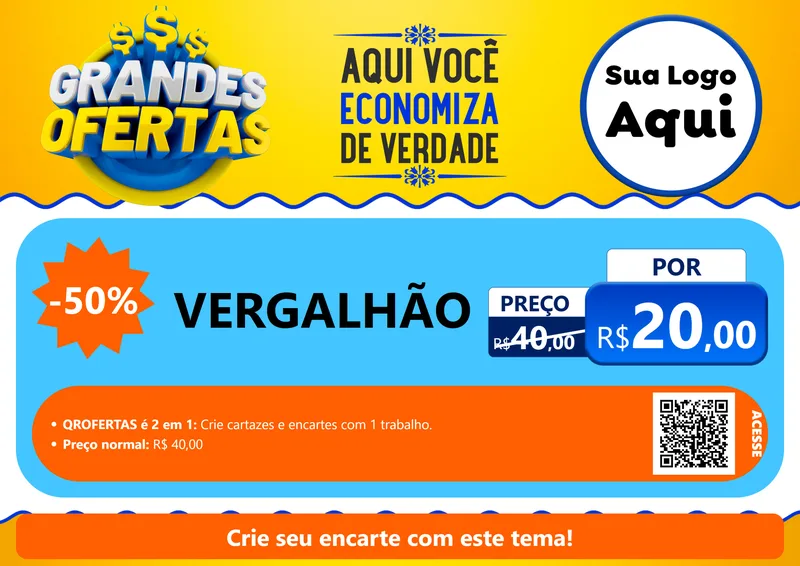 Modelo de Cartaz para Cartaz A4 Horizontal com o tema Grandes Ofertas para Ferragens