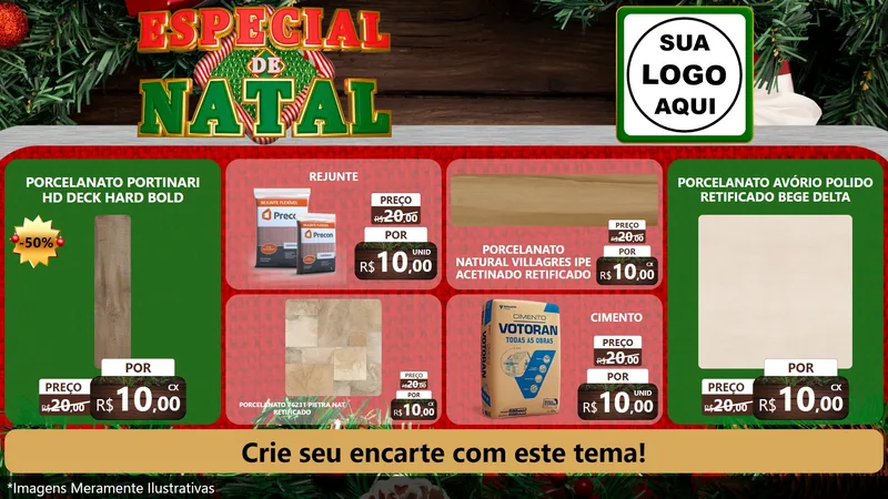 Modelo de TV para TV Horizontal com o tema Especial de Natal para Pisos e revestimentos