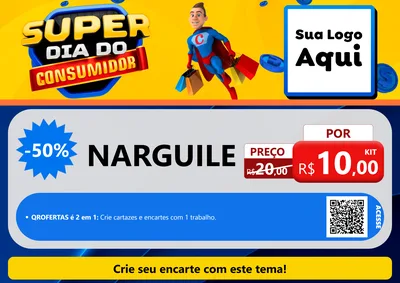 Modelo de Cartaz para Cartaz A4 Horizontal com o tema Super Dia do Consumidor para Tabacaria