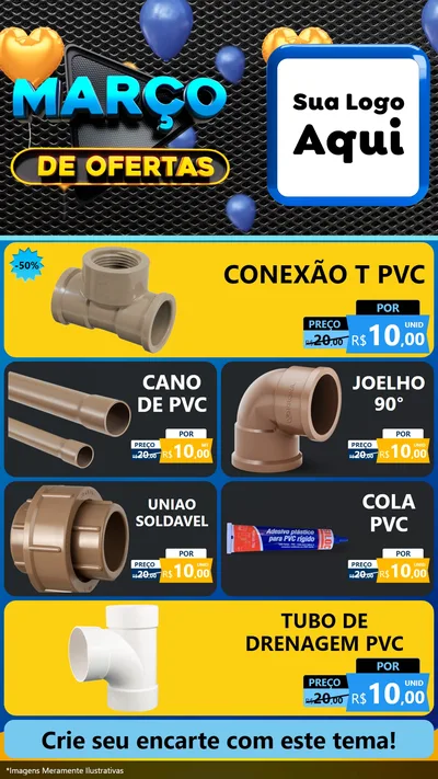 Modelo de TV para TV Vertical com o tema Março de Ofertas para Tubos e conexões