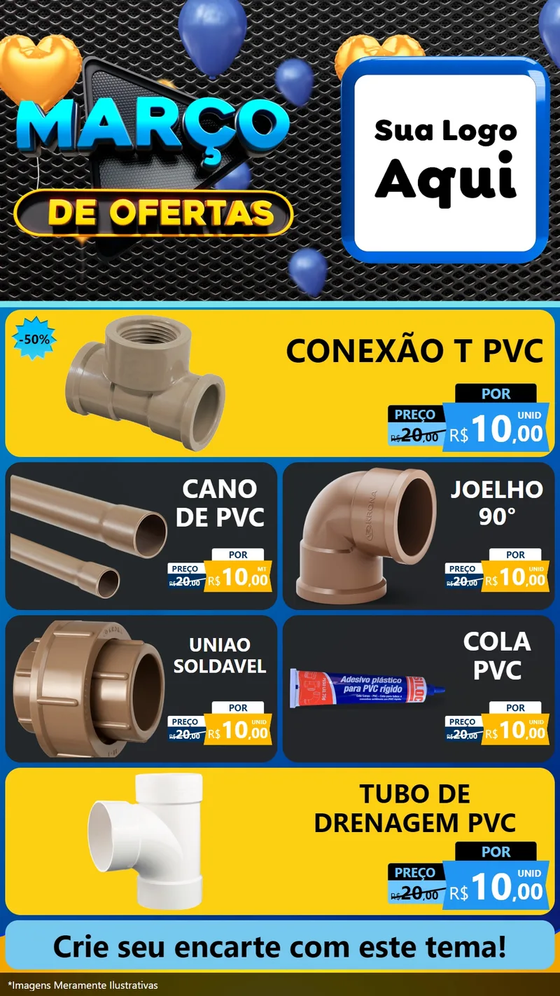 Modelo de TV para TV Vertical com o tema Março de Ofertas para Tubos e conexões