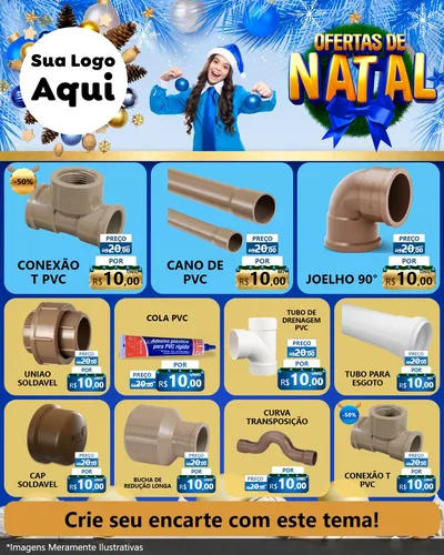 Modelo de Rede Social para Feed Instagram com o tema Ofertas de Natal para Tubos e conexões