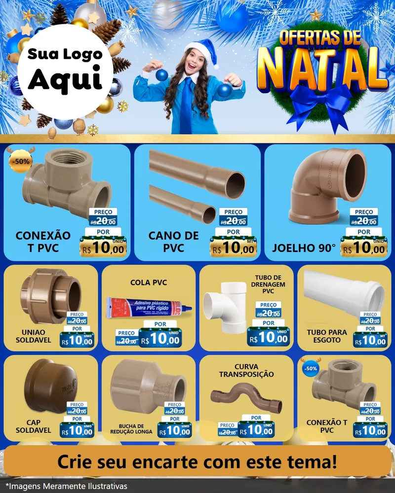 Modelo de Rede Social para Feed Instagram com o tema Ofertas de Natal para Tubos e conexões