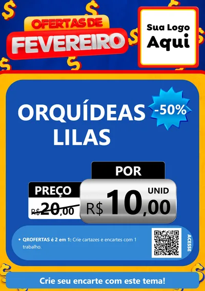 Modelo de Cartaz para Cartaz A4 Vertical com o tema Ofertas de Fevereiro para Floricultura e jardim